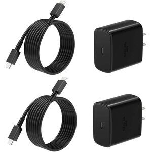 45W 2-Pack Fast USB C Charger with 6FT Cable for Galaxy S25/S24/S23/S22/S21,